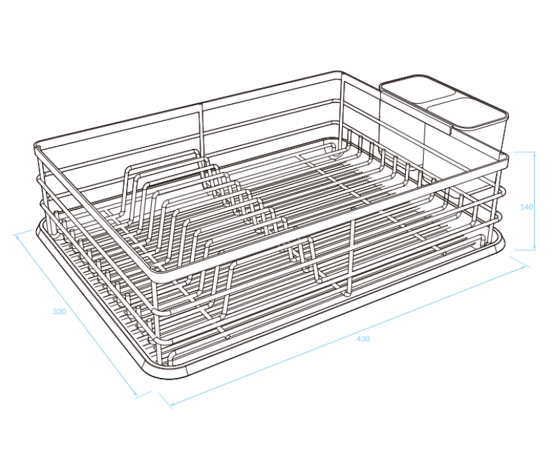 EPKA Dish čierny odkvapkávač riadu oceľ 43x14x32cm 1208958246