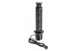 Predĺžovací kábel na stôl 60 mm, 3x zásuvka UK (čierny) ENGLISH VERSION 1208958626