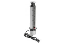 Predĺžovací kábel na stôl 60 mm, 3x zásuvka UK, 2xUSB 2,1A 5V (strieborný) ENGLISH VERSION 1208958629