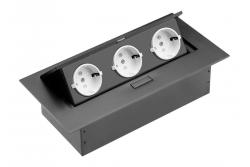 Prelžovací kábel pre stolný počítač, 3x schuko zásuvka, bez kábla, čierna 1208958666