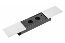 PRESTINO zapustený predĺžovací kábel pre pracovný stôl, 2x francúzska zásuvka, USB A+C, RJ45, HDMI, kábel 1,5 m, strieborný 1208958675