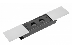PRESTINO zapustený káblový predlžovač na pracovnú plochu, 2x schuko zásuvka, USB A+C, RJ45, HDMI, kábel 1,5 m, strieborný 1208958676