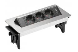 Predlžovací kábel na stôl bez kazety, 3x zásuvka Schuko, napájací kábel 1,5 m s nerezovou zástrčkou 1208958679