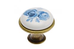 Porcelánová gombík 728-J4 antická mosadz A-Blue Rose 1208959149