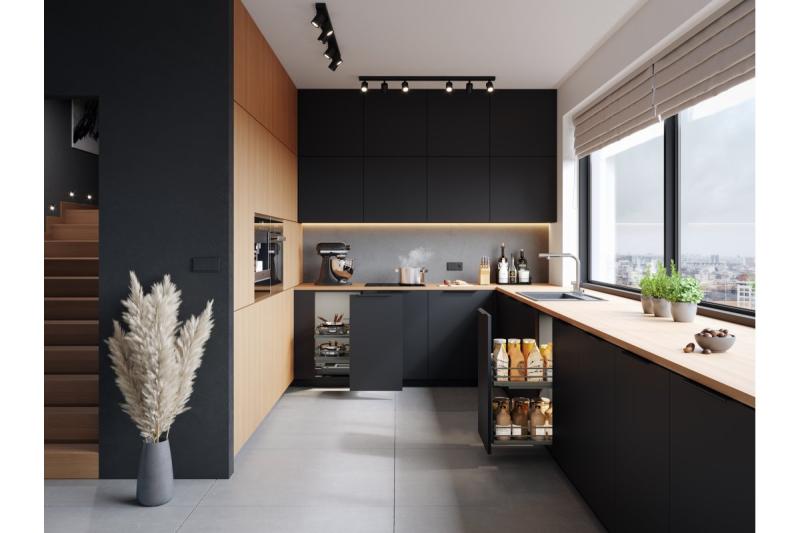 Bočný nákladný kôš MovixPro, 2 police, pre skrinku 200mm, bez posuvov, antracit RAL 7024 1208962398