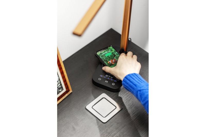 Decoračná stolná lampa Bressi 8W 450lm AC220-240V 3-CCT Bezdrôtové nabíjanie USB PF>0,5 RA>80 Čierna / Zlatá 1208962479