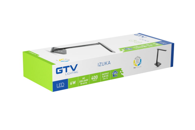Decor IZUKA LED stolná lampa 6W 400lm AC220-240V 50/60Hz CCT indukčná nabíjačka čierna. 1208962497
