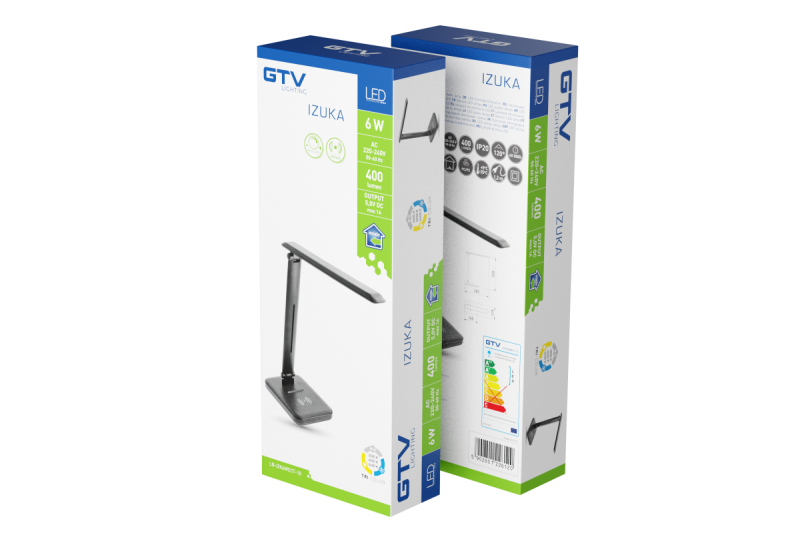 Decor IZUKA LED stolná lampa 6W 400lm AC220-240V 50/60Hz CCT indukčná nabíjačka čierna. 1208962497