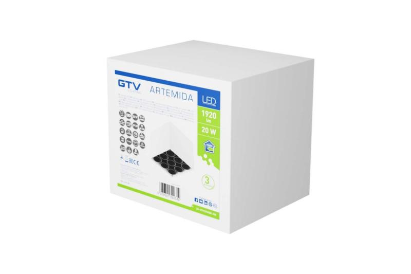 Dekoratívne LED svietidlo ARTEMIDA 20W 1920lm AC220-240V 50/60 Hz PF>0,9 Ra≥80 IP20 IK08 4000K 38° štvorcové biele. 1208962641