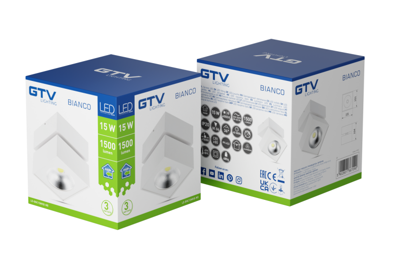 Dekor Svietidlo LED BIELE 15W 1500lm AC220-240V 50/60 Hz PF> 0.5 Ra≥80 IP20 IK06.36° 4000K štvorec biela. 1208962665