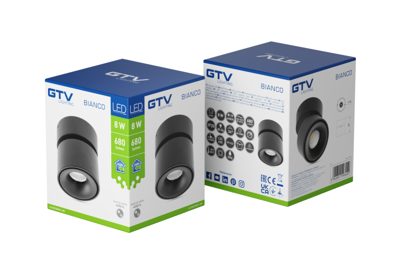 Dekor LED svietidlo BIANCO 8W 680lm AC220-240V 50/60 Hz PF>0,9 Ra≥80 IP20 IK06 36° 4000K okrúhle čierne. 1208962672