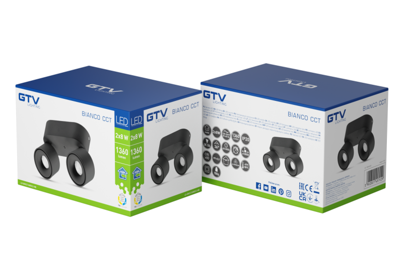 Dekoratívne LED svietidlo BIANCO CCT 16W 680lm AC220-240V 50/60 Hz Ra≥80 IP20 36° 2700/3300/4000K okrúhle čierne. 1208962674