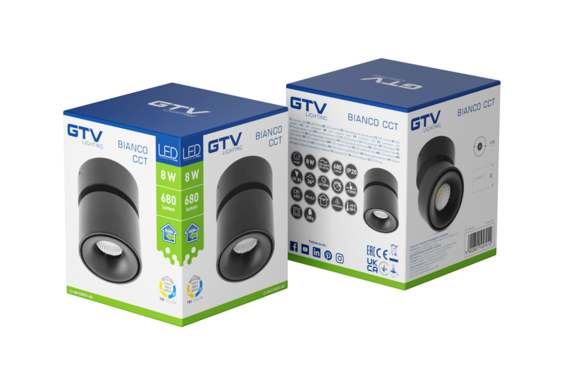 Dekor LED svietidlo bianco cct 8W 680lm AC220-240V 50/60 Hz Ra≥80 IP20 36° 2700/3300/4000K okrúhle čierne. 1208962678