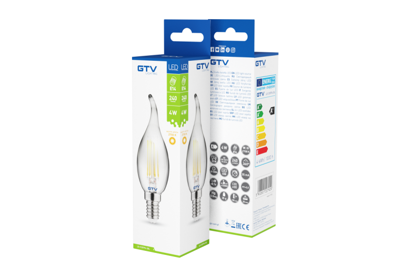 Dekoratívne LED svetlo, FILAMENT, C35L, 27006, E14, 4W, 240lm, AC220-240V/ 50-60Hz, RA>80, 360° 1208962696