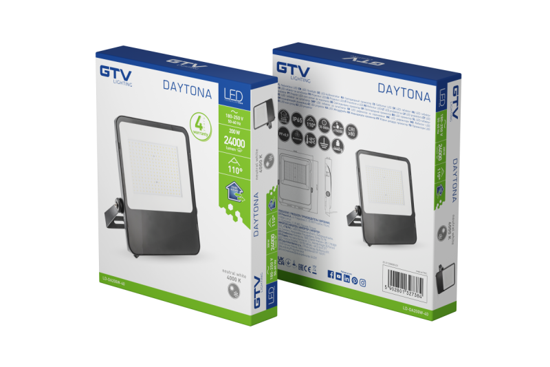 DAYTONA LED reflektor, 200W, 24000lm, 4000K, AC180-250V, 50/60 Hz, PF>0.9, IP65, 110° 1208962718