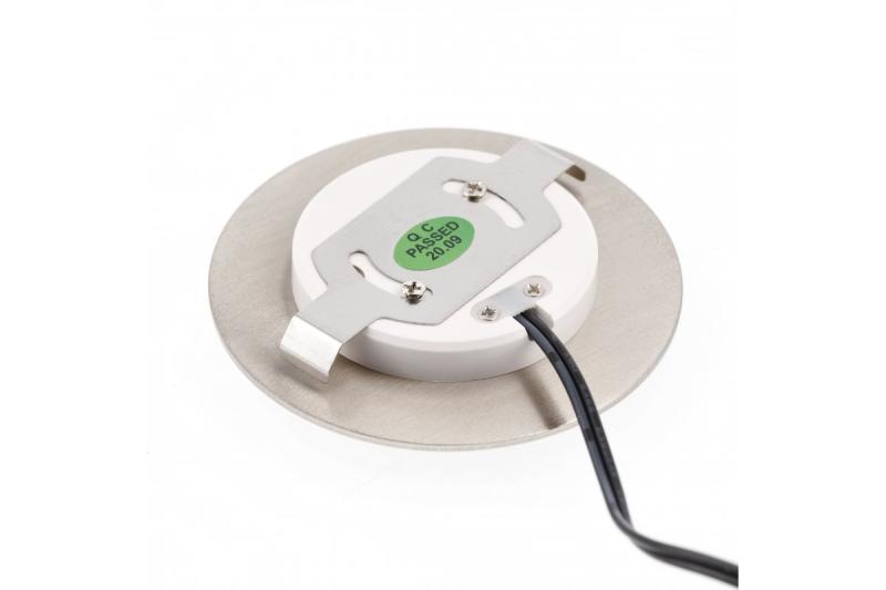 LED dekoratívne schodiskové svietidlo ESCADA OB DC12V, okrúhly matný sklenený kryt, 0,8W, 70lm, 4000K, nerezová oceľ, kábel 150cm.