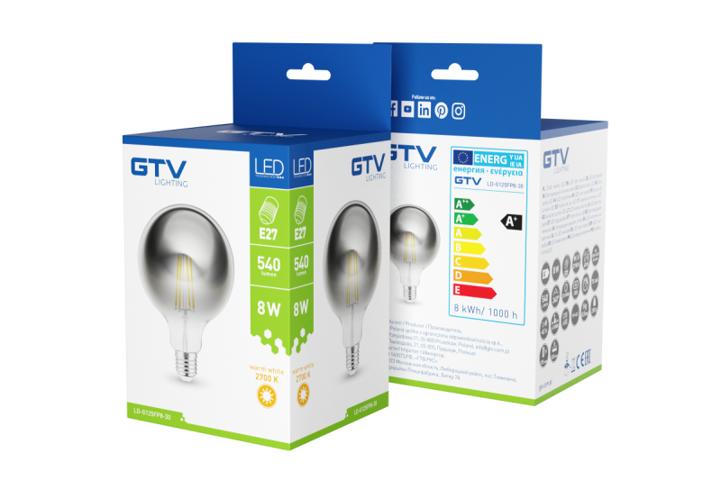 Dekoratívne LED svetlo, FILAMENT, G125, 27006, E27, 8W, 540lm, AC220-240V/ 50-60Hz, RA>80, 360° 1208962766