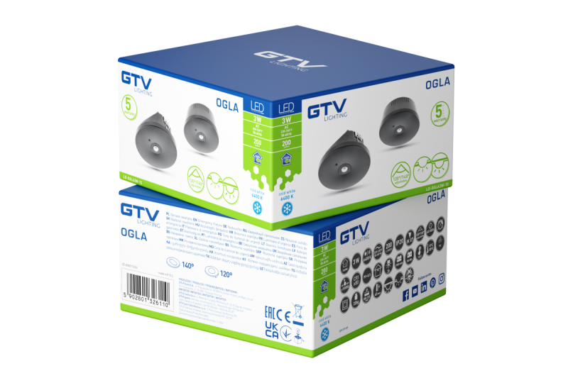 Núdzové svietidlo OGLA LED,3W,200lm,AC220-240V,50-60Hz,IP20,6400K,3H,jednoúložné,TEST,čierne 1208963017