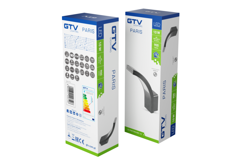 Decór PARIS LED lampa 10W 900lm IP54 AC220-240V 50/60Hz 140° 4000K sivá 1208963098