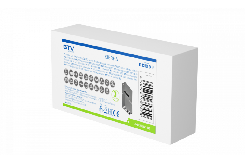 Dekoratívne LED svietidlo SIERRA 8W 720lm AC220-240V 50/60 Hz PF>0,5 Ra≥80 IP20 IK08 4000K 48° čierna. 1208963166