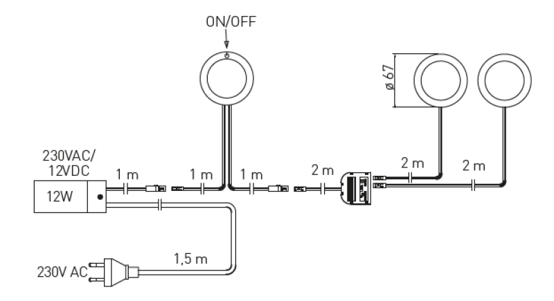 Decor cucina Sada kuchynského osvetlenia s 3 bodovými svietidlami s vypínačom, osvetlenie teplá biela 1208963267