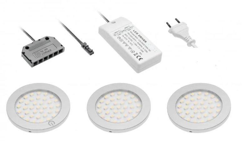 Decor cucina Sada kuchynského osvetlenia s 3 bodovými svietidlami s vypínačom, osvetlenie teplá biela 1208963267