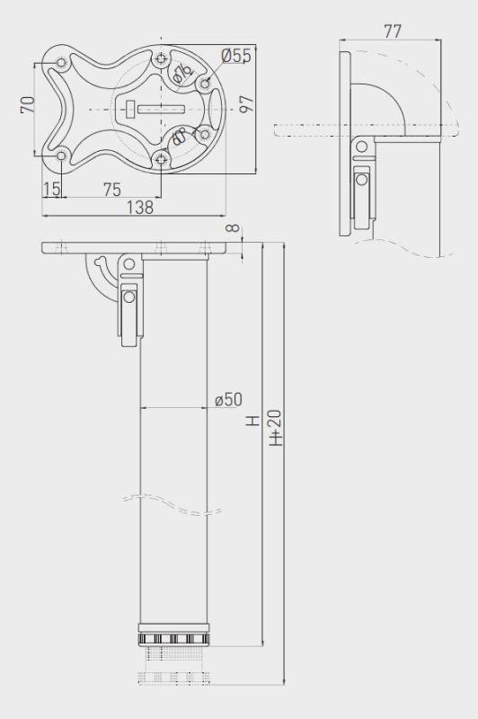 Skladací stôl noha z nerezovej ocele 71cm vysoká s priemerom 50mm a 2cm nastaviteľná 1208963573