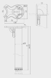 Sklopná noha stola, biela, výška 87 cm, priemer 50 mm, nastaviteľná o 2 cm 1208963578