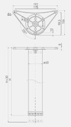 Stolová noha okrúhla strieborná 71 cm vysoká, nastaviteľná o 3 cm, s priemerom nohy 6 cm 1208963585