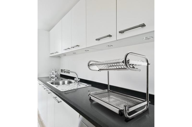 Samostatne stojaci dvojpodlažný držiak na riad (inox) 1208963681