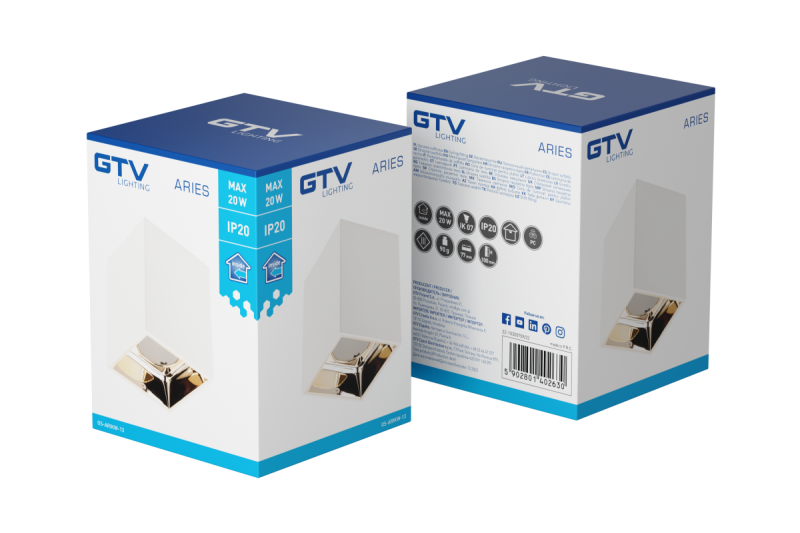 Dekoračné stropné svietidlo ARIES PC 77x100mm IP20 max 20W štvorec biela/zlatá. 1208963815