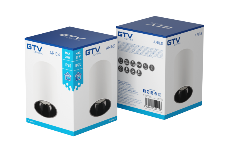 Decor Stropné svietidlo ARIES PC 73x105mm IP20 max 20W okrúhle biele/čierne. 1208963818