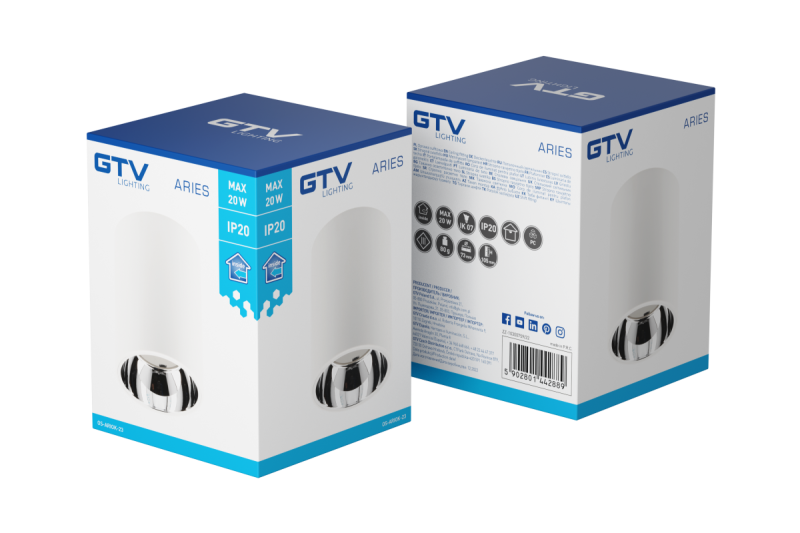 Dekor Stropné svietidlo ARIES PC 73x105mm IP20 max 20W okrúhle biele/chróm. 1208963821