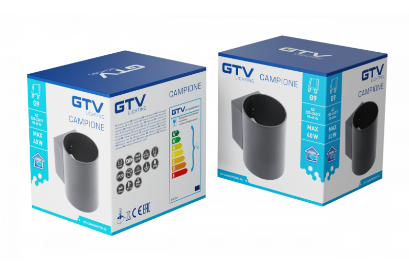 Dekoratívne nástenné svietidlo CAMPIONE hliník G9 IP20 max. 40W IP20 okrúhle čierne. 1208963851