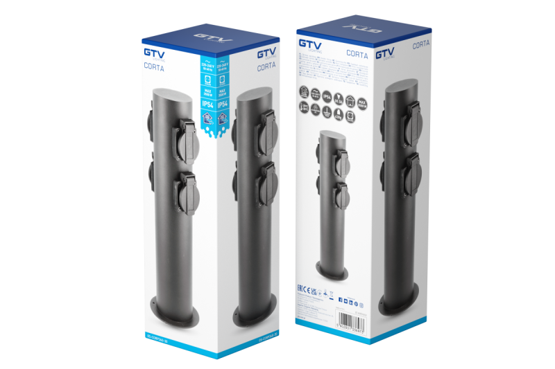Dekor Záhradný stĺp CORTA-P 36 IP54 AC220-240V 50-60Hz 4*Schucko zásuvka max. 3500W stĺp grafit. 1208963859