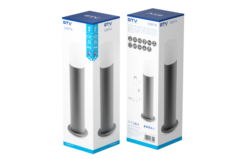 Dekor Záhradné svietidlo CORTA-P 40 E27 MAX.25W IP44 AC220-240V 50-60Hz stĺpik antracit. 1208963860