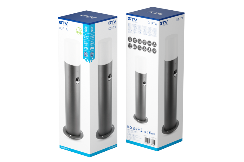 Decor Záhradné svietidlo CORTA-P PIR 40 E27 MAX.25W IP44 AC220-240V 50-60Hz stĺp grafit. 1208963862