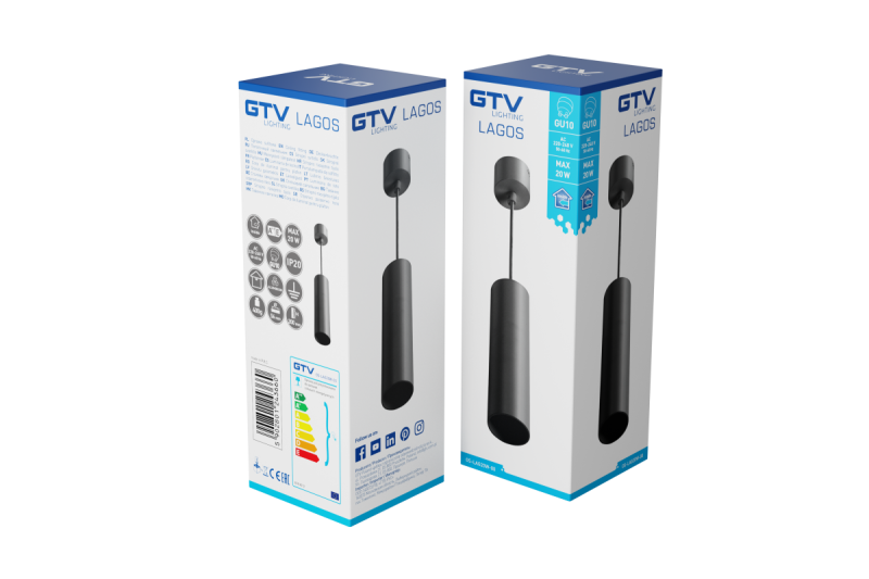 Dekorácia Závesný svietidlo LAGOS GU10 hliník IP20 max. 20W čierna 1208963909