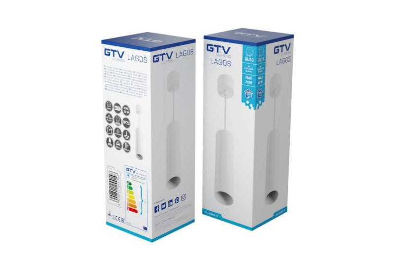 Dekorácia Závesný svietidlo LAGOS GU10 hliník IP20 max. 20W biela 1208963910