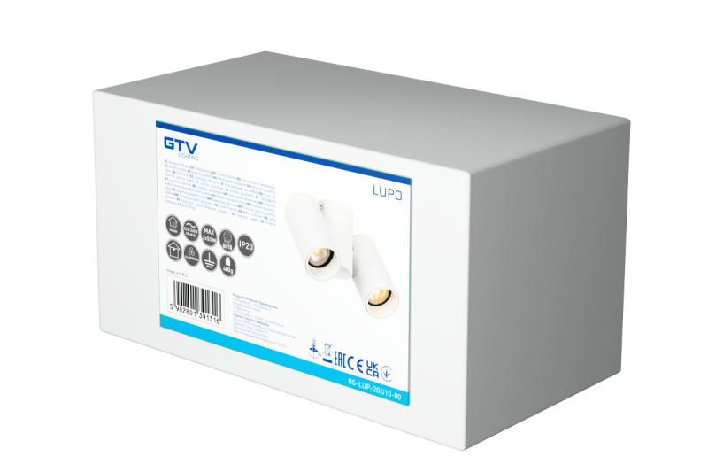 Dekor Stropné svietidlo LUPO hliník 17,5x5,6x11,5 IP20 2*GU10 max. 50W okrúhle biele. 1208963925