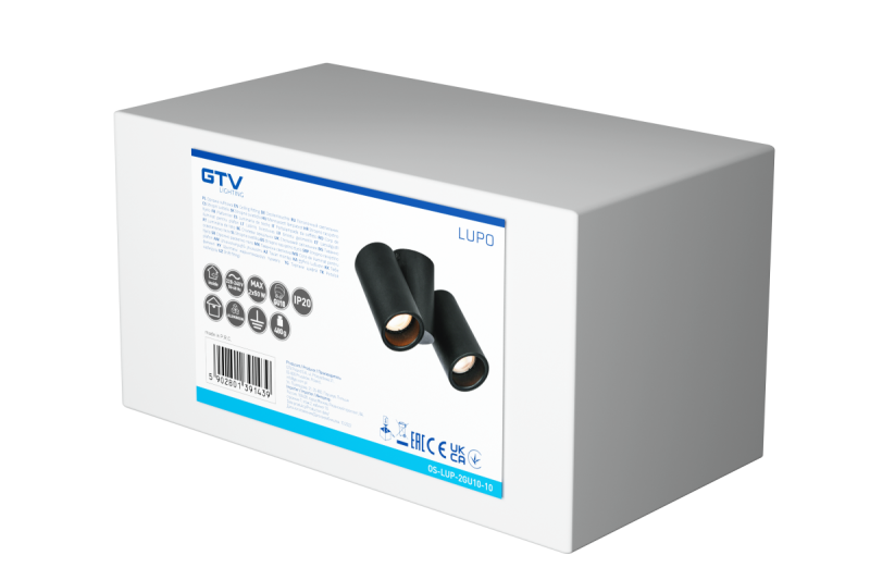 Dekor Stropné svietidlo LUPO hliník 17.5x5.6x11.5 IP20 2*GU10 max. 50W okrúhle čierne. 1208963926