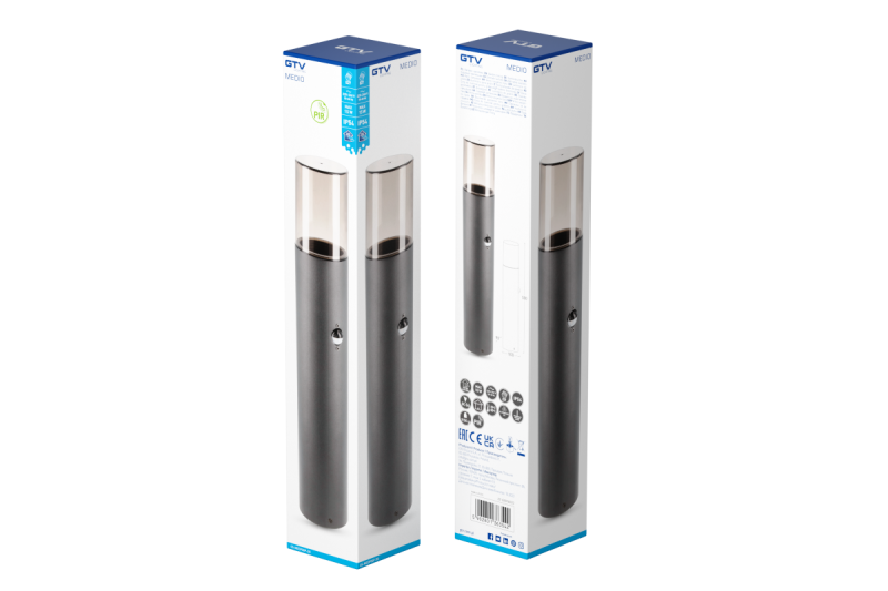 Verlichtenie záhrady MEDIO-P 50 PIR E27 MAX.15W IP54 AC220-240V 50-60Hz stĺp grafit. 1208963940