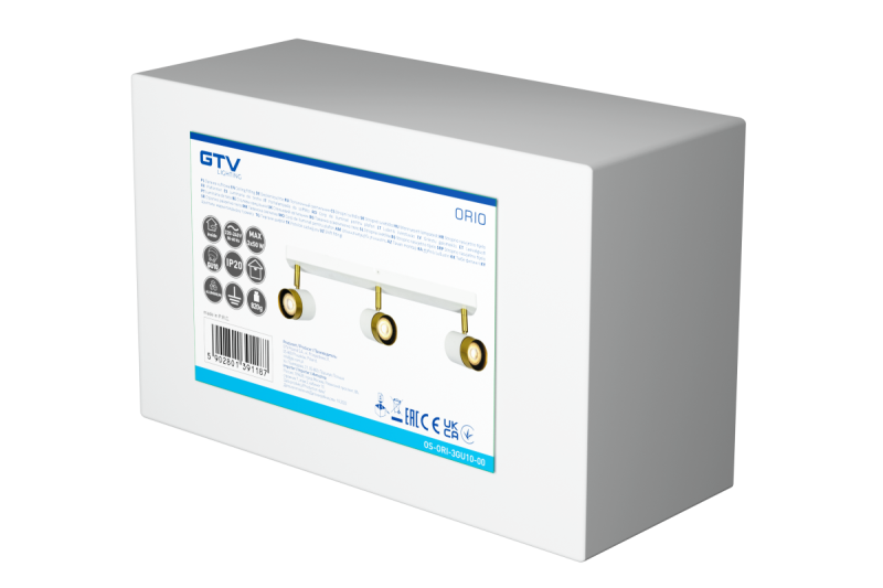 Dekor Stropné svietidlo ORIO hliník 43,0x5,5x14,0 IP20 3*GU10 max. 50W okrúhle biele. 1208963966