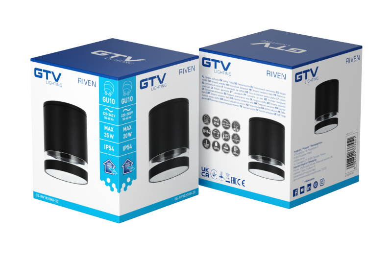 Dekor Stropné svietidlo RIVEN hliník 102x120 IP54 MAX.35W okrúhle grafit. 1208963984