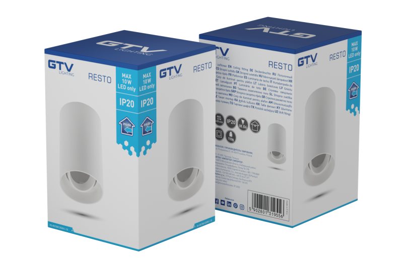 Svetelný dekor na strop RESTO PC φ80x125mm IP20 max 20W okrúhly biely. 1208963986