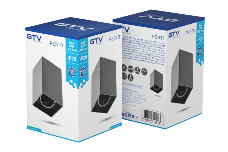 Decor Stropné svietidlo RESTO PC 80x80x125mm IP20 max 20W štvorcové čierne. 1208963987