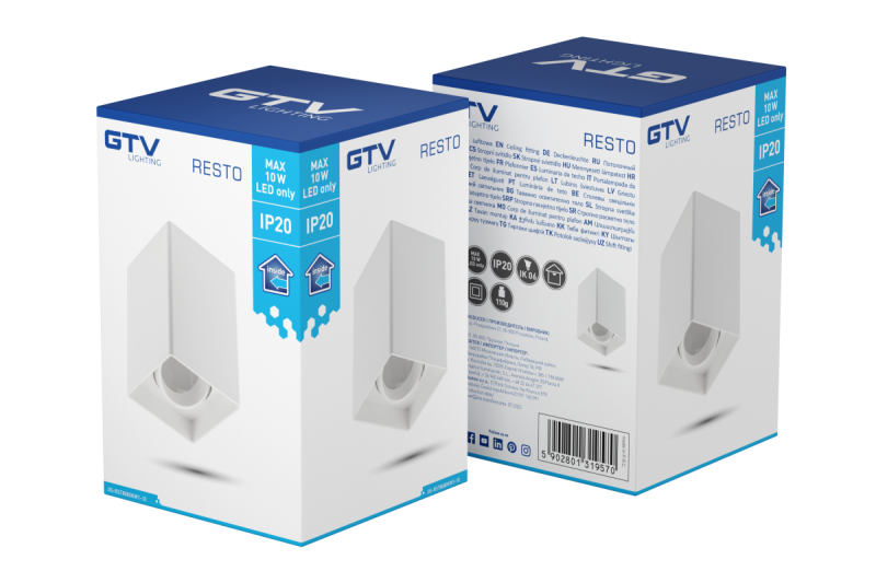 Dekor Stropné svietidlo RESTO PC 80x80x125 mm IP20 max 20W štvorec biela. 1208963988