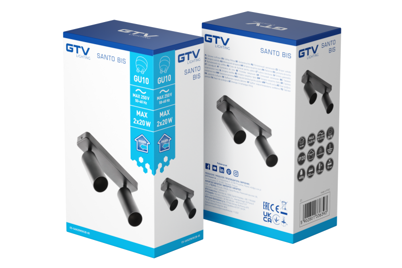 Dekor Stropné svietidlo SANTO BIS hliník IP20 max. 20W*2 dvojité okrúhle čierne. 1208963999