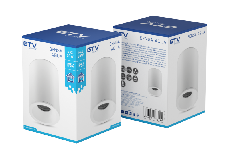 Dekor SENSA AQUA stropné svietidlo hliníkové 85x115 IP54 max 50W kruhové biele. 1208964007