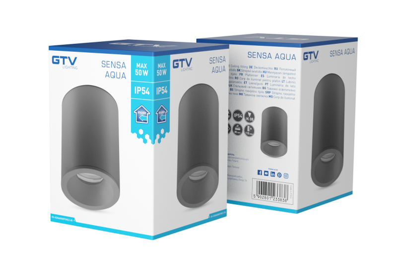 Decor SENSA AQUA stropné svietidlo hliník 85x115 IP54 max 50W okrúhle čierne. 1208964009